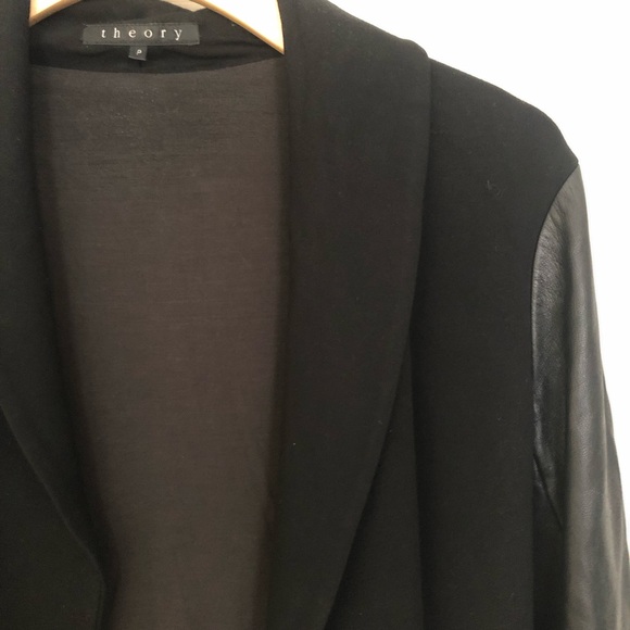 Theory Open Blazer with Faux Leather Sleeves - Picture 5 of 9